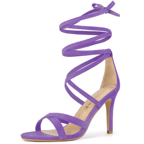 Allegra K Women's Lace-up Stiletto High Heels Sandals Purple 8.5 : Target