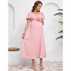 Maternity Ruffle Short Sleeve Midi Dress V Neck Twist Front Summer Baby Shower Dress - 3 of 4