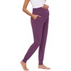 Clearlove Women's Maternity Joggers Over Bump Stretchy Sweatpants Workout Sports Lounge Pregnancy Pants with Pockets,Purple,L - 2 of 4