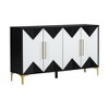 Unique Features of a Four-Door Cabinet with Two-Tone Triangular Pattern Doors, Suitable For Entryway, Hallway, Living Room - 3 of 4
