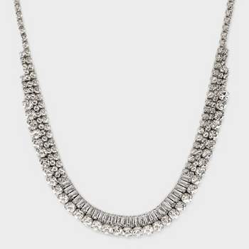 Stone Chain Necklace - Silver