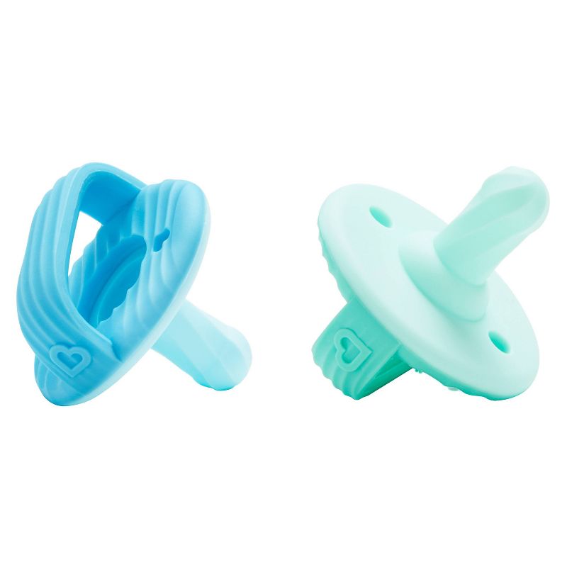 Munchkin 2pk Sili-Soothe &#38; Teethe Silicone Pacifier Teether - Blue/Green, 1 of 8