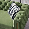 84.25" Velvet Chesterfield Sofa with Tufted Back, Gold Metal Legs and Black & White Striped Pillows - 3 of 4