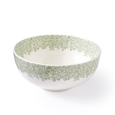 Spode Morris & Co Standen Serving Bowl - 9" Fine Earthenware Dish with Delicate Leaf Motif, Dishwasher & Microwave Safe Bowl