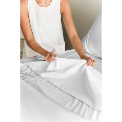 White Full Size Cotton Deep Pocket Sheet Set