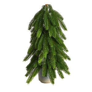 Nearly Natural 1.42-ft Pine Artificial Christmas Tree in Decorative Planter - 1 of 4