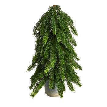 Nearly Natural 1.42-ft Pine Artificial Christmas Tree in Decorative Planter