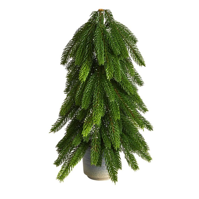 Nearly Natural 1.42-ft Pine Artificial Christmas Tree in Decorative Planter, 1 of 5