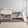 L-Shaped Full and Twin Size Bunk Bed with Slide and Short Ladder, Solid Wood Frame, White Finish - 4 of 4