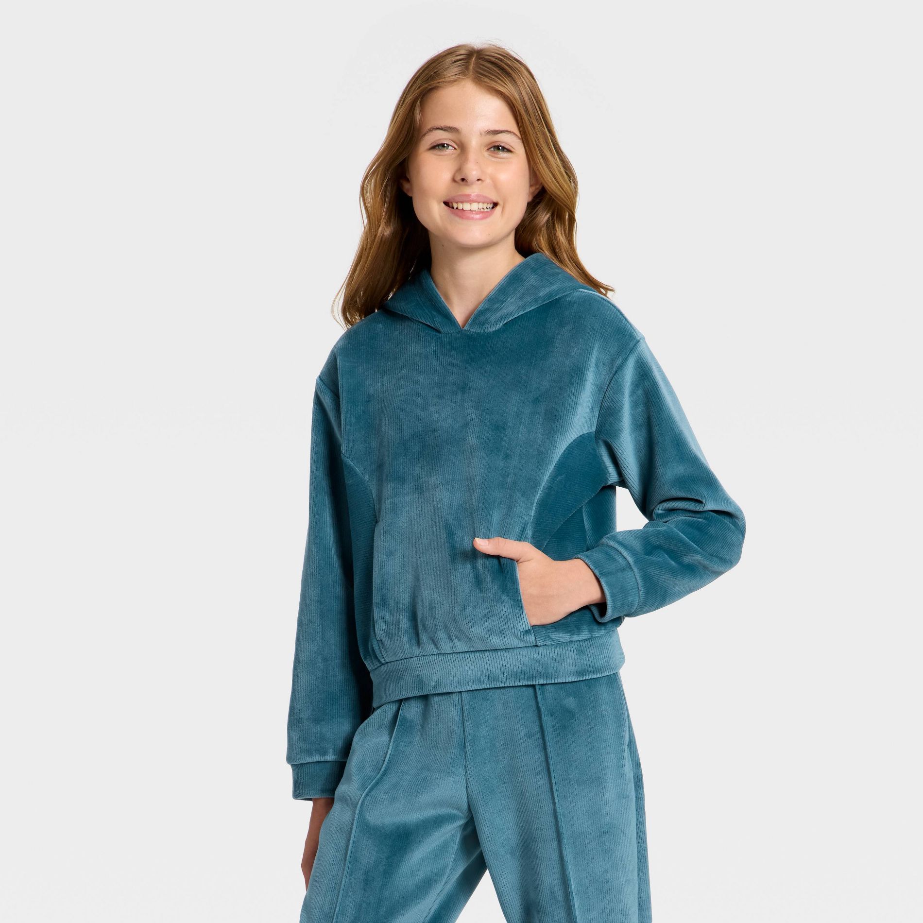 Girls' Cozy Ribbed Hoodie - All In Motion™