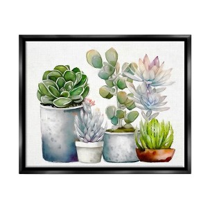 Stupell Industries Mixed Botanicals Floral Succulents Framed Floater Canvas Wall Art - 1 of 4