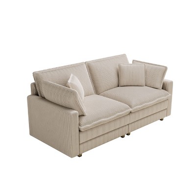 NicBex Modular Corduroy Sectional Sofa,Deep Seat Couch with 4 Pillows for Living Room,Apartment,Office,Beige