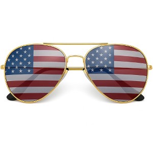grinderPUNCH  American Flag Aviator Sunglasses Glasses Gold Color - 1 of 2