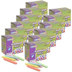 Pacon Blackboard Chalk 5 Assorted Colors 3/8" x 3-1/4" 60 Pieces Per Pack 12 Packs (CK-1761-12) - 1 of 2