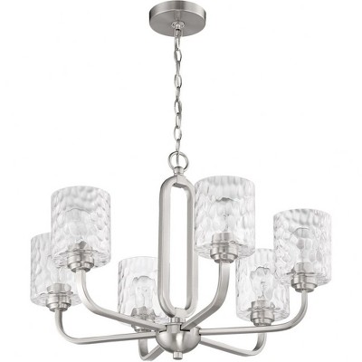 Brushed Nickel 6-Light Mini Crystal Candle Chandelier