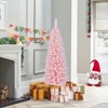 Tangkula 8 FT Christmas Tree Artificial Xmas Tree with 1000 Flocked Branch Tips & Folding Metal Stand Slim Pencil Decoration Tree - 4 of 4