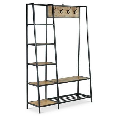 Hampton Black and Brown Mango Wood Hall Tree with Storage
