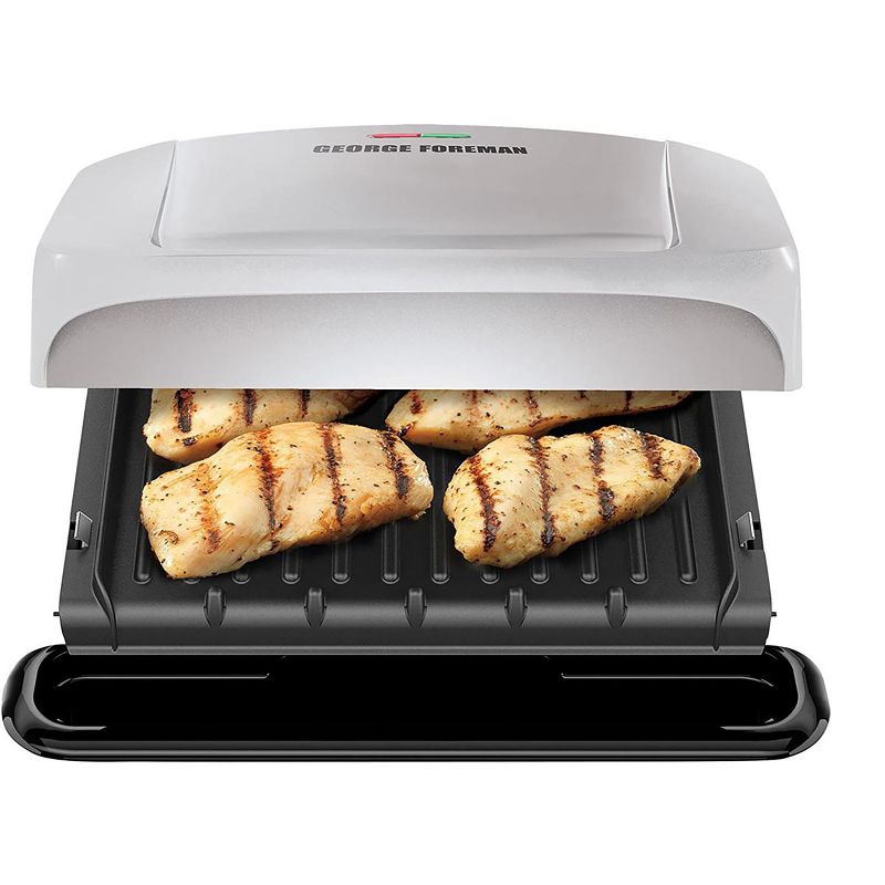 George Foreman 4 Serving Electric Indoor Grill and Panini Press in Silver, 2 of 6