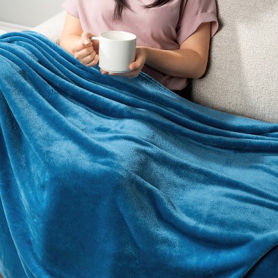 Turquoise Twin Size Fleece Flannel Throw Blanket