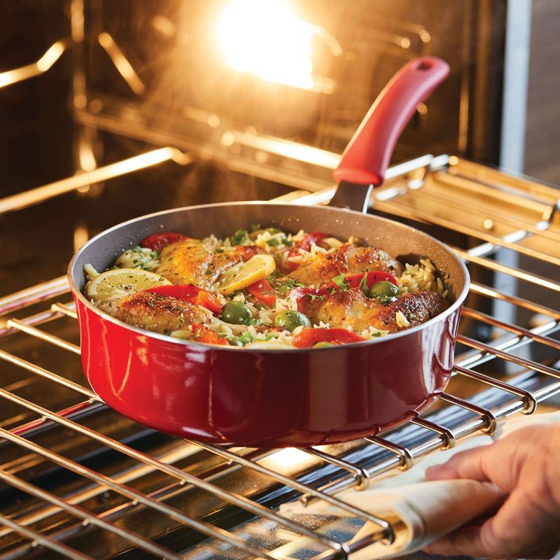Rachael Ray Cook + Create Aluminum Nonstick Saute Pan with Lid 3qt Red, 3 of 14