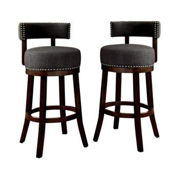 Set of 2 24" Jefferson Counter Height Barstools with Upholstered Seat Dark Oak/Gray - HOMES: Inside + Out