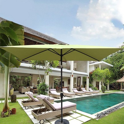 6 x 9ft Patio Umbrella, Market Table Umbrella With Crank And Push Button Tilt Without Flap, Outdoor Waterproof Umbrella