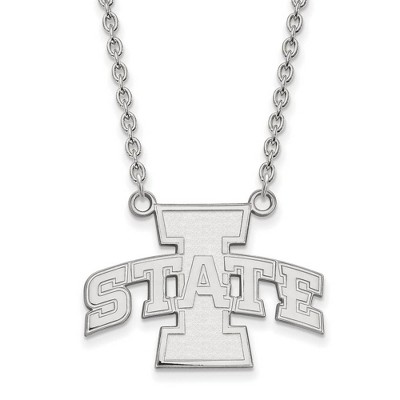 Black Bow Jewelry 10k White Gold Iowa State Cyclones NCAA Necklace 18 Inch