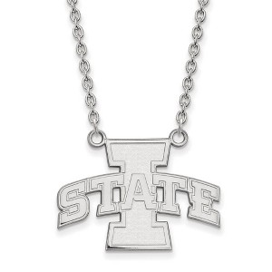 Black Bow Jewelry 10k White Gold Iowa State Cyclones NCAA Necklace 18 Inch - 1 of 4