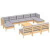 vidaXL Solid Pinewood Patio Lounge Set 11 Piece with Cushions Multi Colors - Brown and Gray - 3 of 4
