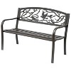 Outsunny 50" Vintage Animal Pattern Garden Cast Iron Patio Bench, Outdoor Furniture Loveseat Chair with Backrest and Armrest for Yard, Lawn, Brown - 4 of 4