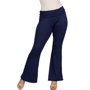 24seven Comfort Apparel Black Bell Bottom Foldover Waist Sweatpants - 1 of 3