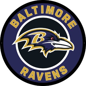 Evergreen Ultra-Thin Edgelight LED Wall Decor, Round, Baltimore Ravens- 23 x 23 Inches Made In USA - 1 of 4