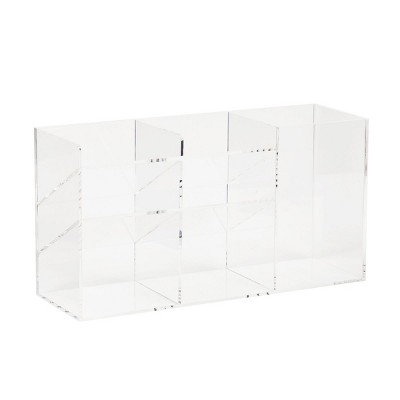 Okuna Outpost 7 Compartments Clear Acrylic Pencil Organizer for Desk (4 x 9 x 5 In)