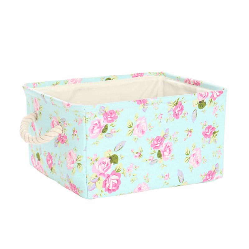 Unique Bargains Foldable Baskets Canvas Fabric Cube Container with Rope Handles Storage Bins, 1 of 7
