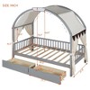 Twin Size Bed Frame with Arched Roof and 2 Drawers, Platform Bed Frame with Headboard, Twin Daybed, Wood Slats Support, No Box Spring Required - 4 of 4