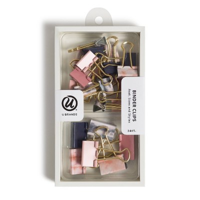 U Brands 24ct Medium and Mini Binder Clips - Soft Dye