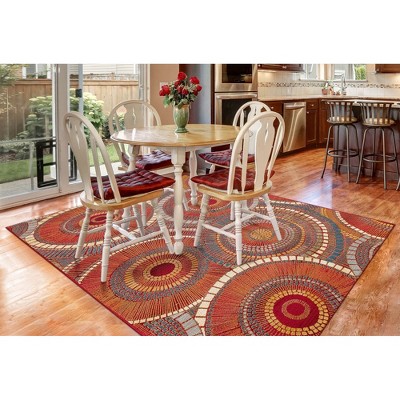Saffron Round Flat Woven Synthetic Indoor/Outdoor Rug