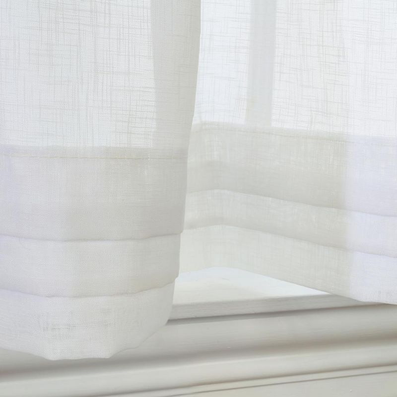 Habitat Cote D' Azure Sheer Rod Pocket 3 Piece Curtain Tiers and Valance Set 52" x 24" White, 4 of 6