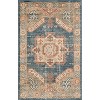 Rustic Medallion Polypropylene Blue Indoor Runner Rug by Blue Nile Mills - 2 of 4