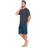Ashford & Brooks Men's Woven Short Sleeve Jersey Top & Pajama Shorts Set - 3 of 4