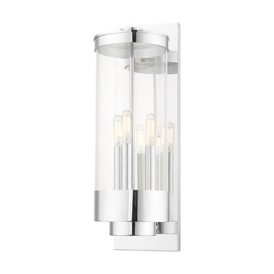 Polished Chrome 3-Light Lantern Sconce with Clear Glass