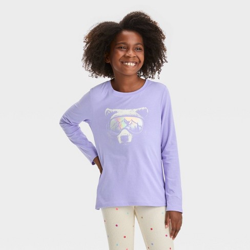 Girls' Long Sleeve 'bear' Graphic T-shirt - Cat & Jack™ Light Purple Xs :  Target