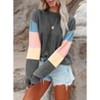 Women's Long Sleeve Crewneck Color Block Sweatshirts Casual Lightweight Pullover Tops - 2 of 4