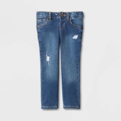 Toddler Girls&#39; Mid-Rise Distressed Skinny Jeans - Cat &#38; Jack&#8482; Blue 4T