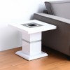 HomeRoots 24" White and Silver Glass and Wood Faux Crystal Bling Square Pedestal End Table - 2 of 4
