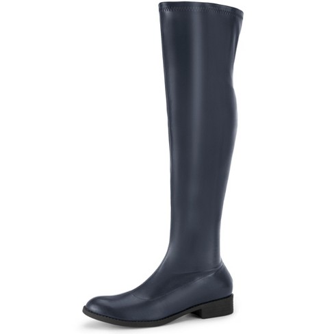 Navy blue tall boots best sale