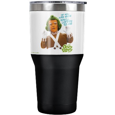Willy Wonka And The Chocolate Factory Oompa Loompa Listen Steel Tumbler 30oz Coffee Travel Mug