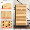 Pellebant 6 Drawers dressers for Bedroom Rattan Dresser Storage Tower Tall Fabric Dresser with Wood Top &Wood Handles - 4 of 4