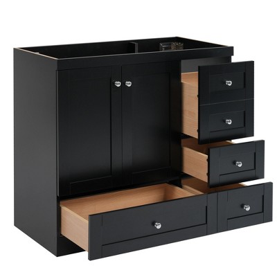 NicBex 35" Bathroom Storage Cabinet without Sink, Bathroom Vanity, 4 Spacious Drawers and 1 Cabinet for Bathroom, Black