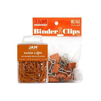 JAM Paper Office Desk Supplies Bundle Orange Small Paper Clips & Small Binder Clips 1 Pack of Each